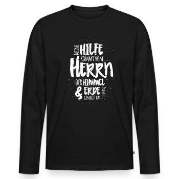 Meine Hilfe Kommt Vom Herrn - Männer Premium Bio Langarmshirt - Schwarz - Vorne - Nico (187cm)