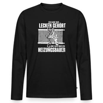 Heizungsbauer Geschenk - Habe nur lecken gehört - Männer Premium Bio Langarmshirt - Schwarz - Vorne - Nico (187cm)