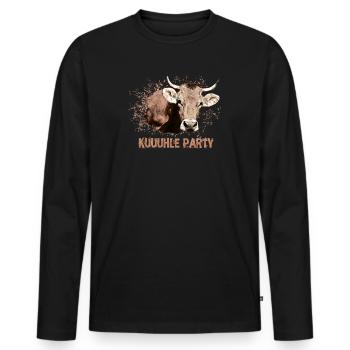 Party machen feiern Landwirt Geburtstag Kuh lustig - Männer Premium Bio Langarmshirt - Schwarz - Vorne - Nico (187cm)
