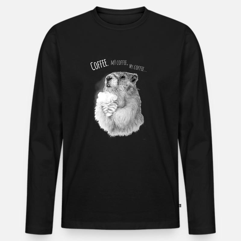 Kaffeehamster Genuss - Männer Premium Bio Langarmshirt - Schwarz