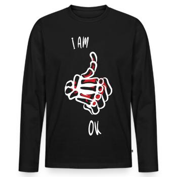 Ich bin Ok - Männer Premium Bio Langarmshirt - Schwarz - Vorne - Nico (187cm)