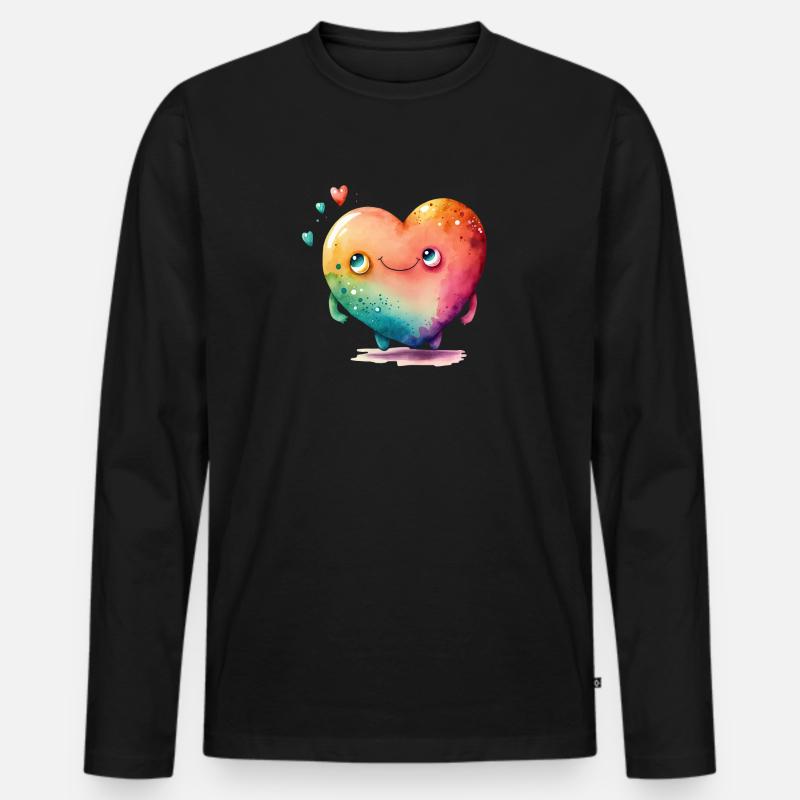 Süßes Herz - Männer Premium Bio Langarmshirt - Schwarz