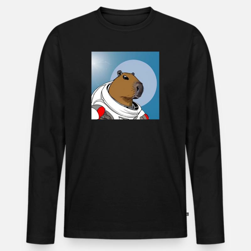 Capy-Astronaut - Männer Premium Bio Langarmshirt - Schwarz