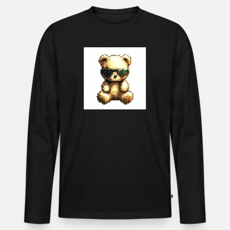 Teddycool II - Männer Premium Bio Langarmshirt - Schwarz