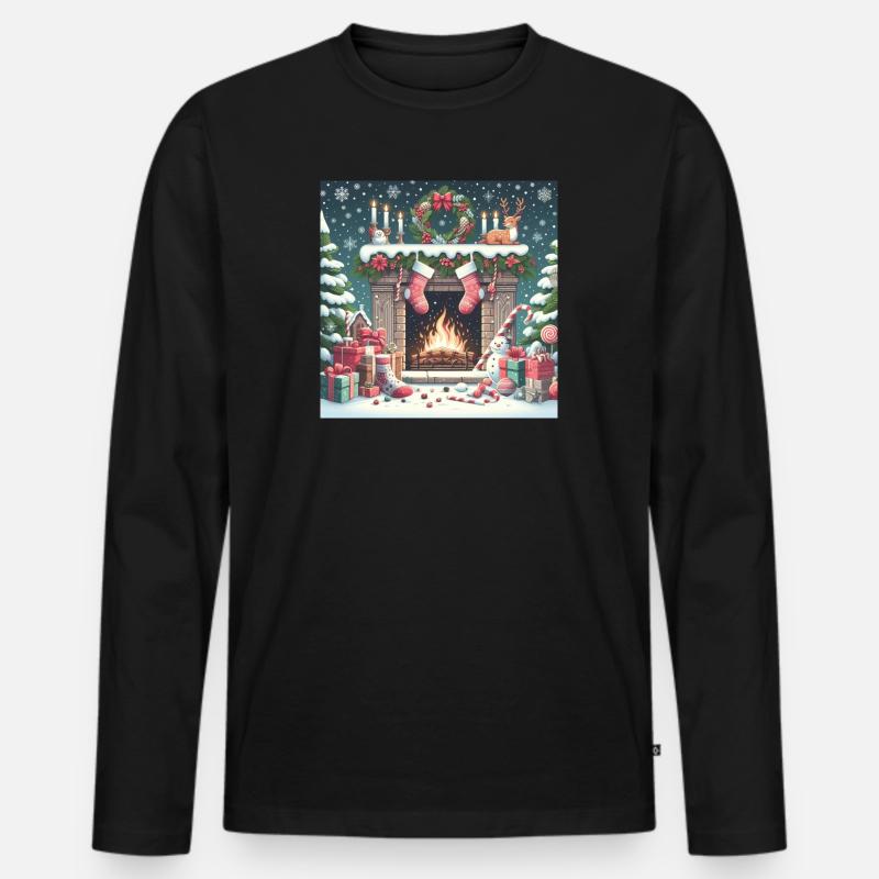 Weihnachts Design 4 - Männer Premium Bio Langarmshirt - Schwarz