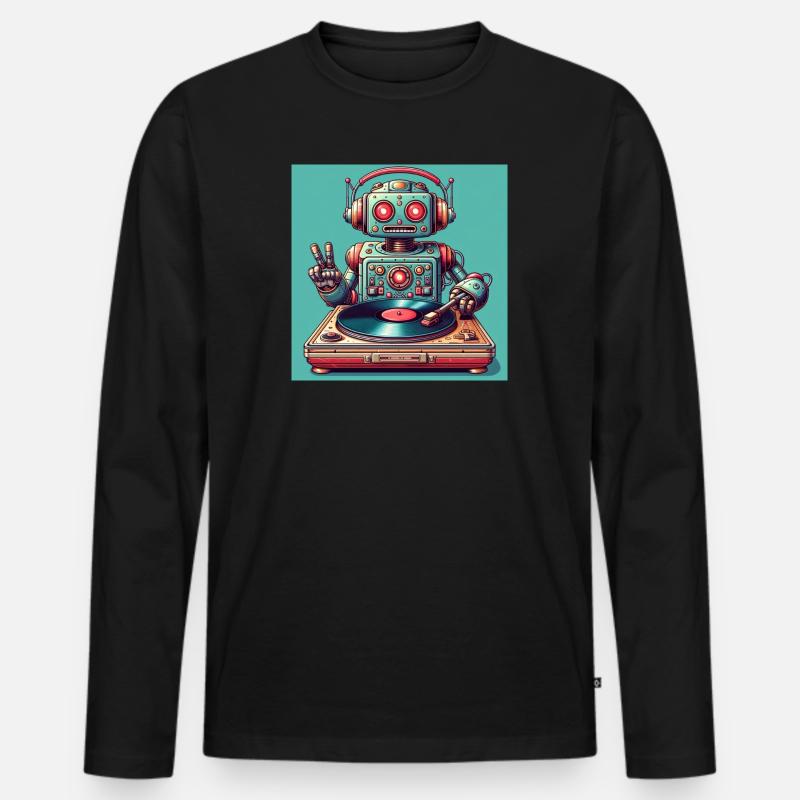 Robotic Vinyl Turntable - Männer Premium Bio Langarmshirt - Schwarz