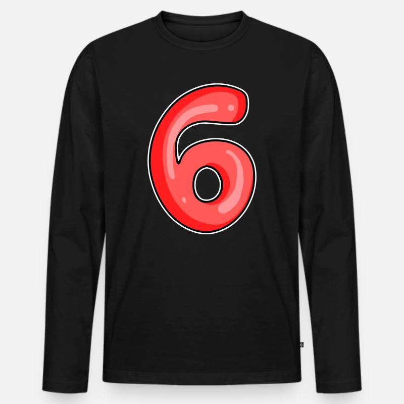Zahl 6 Nummer - Männer Premium Bio Langarmshirt - Schwarz