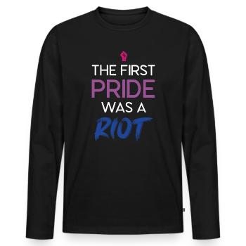 LGBT Pride Month - The First Pride Was a Riot - Men's Premium Organic Long Sleeve Shirt - black - Front - Nico (187cm)