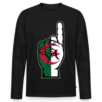 Drapeau algérien numéro 1 - T-shirt manches longues Premium bio Homme - noir - Devant - Nico (187cm)
