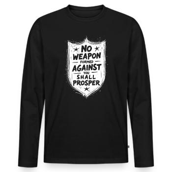 No Weapon Formed Against You Shall Prosper - Men's Premium Organic Long Sleeve Shirt - black - Front - Nico (187cm)