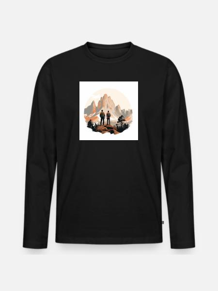 Wanderer vor Alpenlandschaft - Männer Premium Bio Langarmshirt - Schwarz