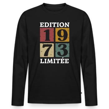 Limited edition 1973 born in 1973 - Men's Premium Organic Long Sleeve Shirt - black - Front - Nico (187cm)