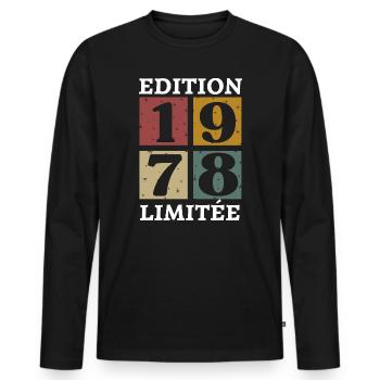 Limited edition 1978 born in 1978 - Men's Premium Organic Long Sleeve Shirt - black - Front - Nico (187cm)