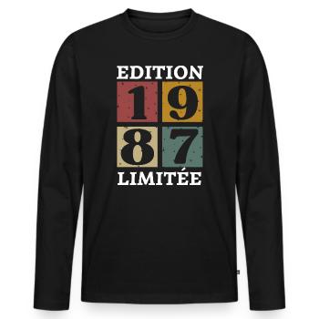 Edition limitée 1987 né e en 1987 - T-shirt manches longues Premium bio Homme - noir - Devant - Nico (187cm)