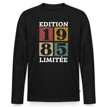 Edition limitée 1985 né e en 1985 - T-shirt manches longues Premium bio Homme - noir - Devant - Nico (187cm)