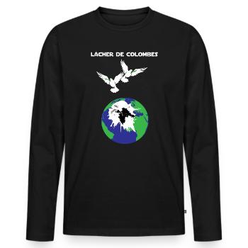Lâcher de colombes - T-shirt manches longues Premium bio Homme - noir - Devant - Nico (187cm)