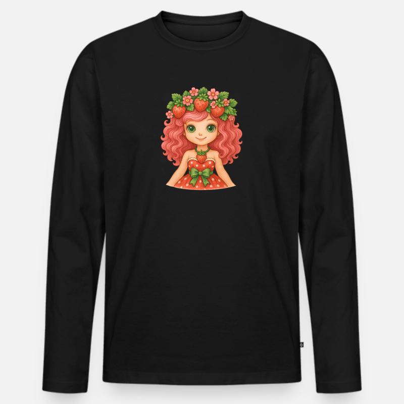 Erdbeermädchen-Power! 🍓 - Männer Premium Bio Langarmshirt - Schwarz