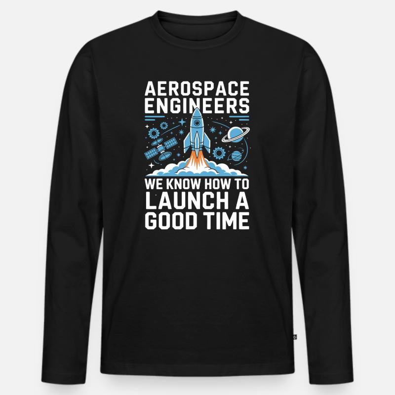 Aerospace Engineer Rocket Launch Humor - Männer Premium Bio Langarmshirt - Schwarz