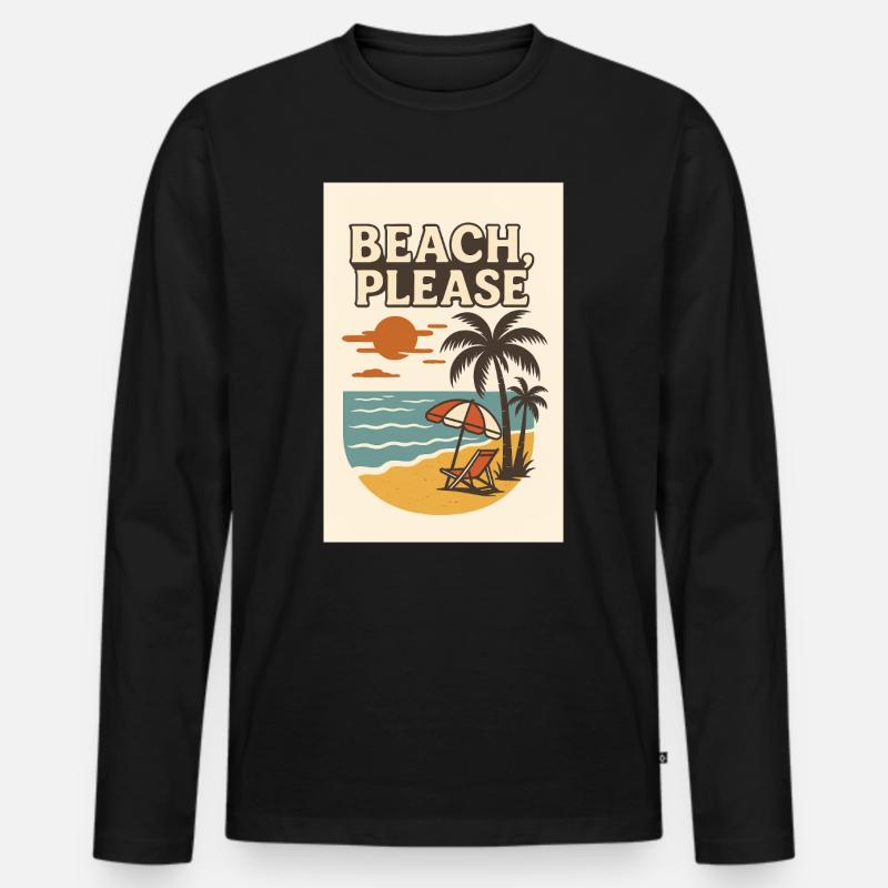 Beach, Please - Männer Premium Bio Langarmshirt - Schwarz