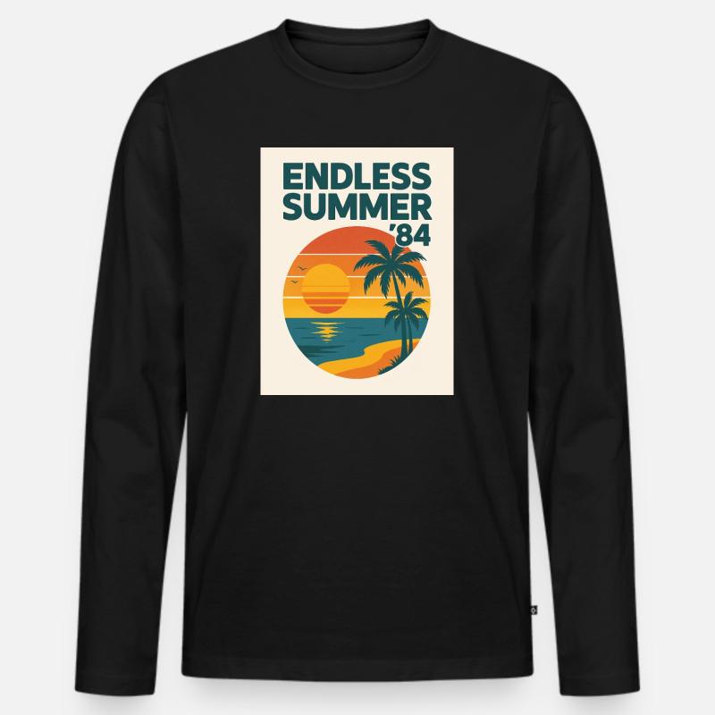 Endless Summer '84 - Männer Premium Bio Langarmshirt - Schwarz