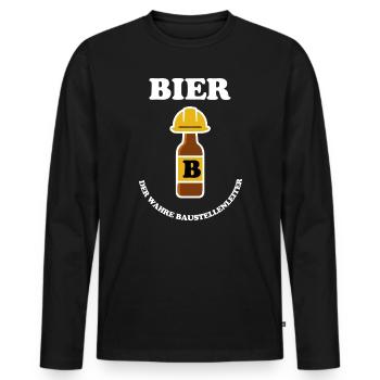 BIER - Männer Premium Bio Langarmshirt - Schwarz - Vorne - Nico (187cm)