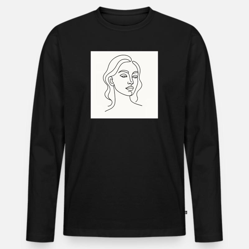 Die gezeichnete Lady - Männer Premium Bio Langarmshirt - Schwarz