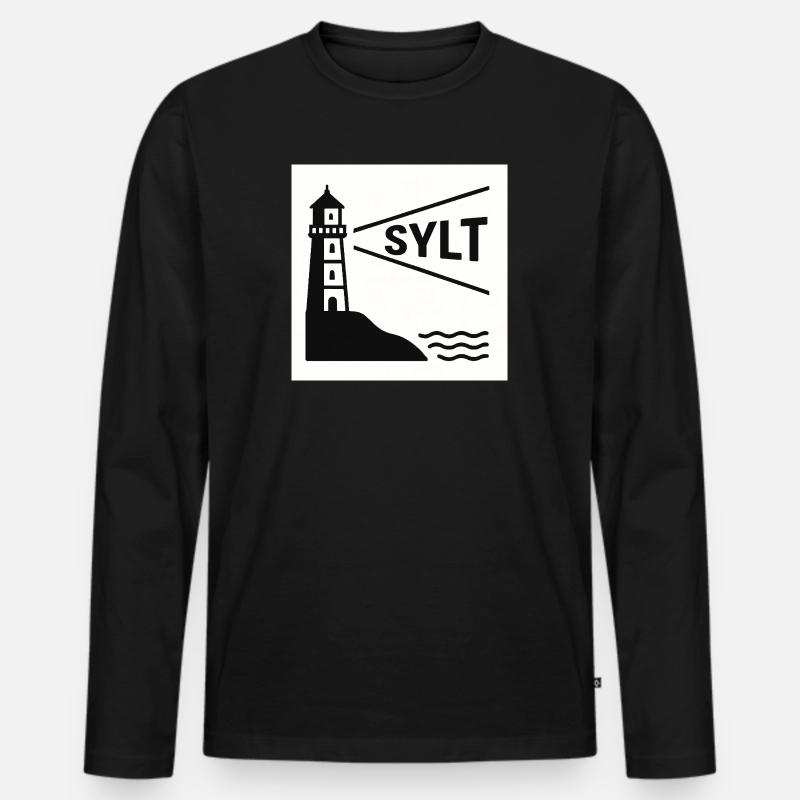 Sylt - Männer Premium Bio Langarmshirt - Schwarz