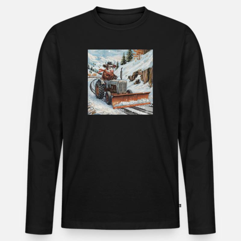Schneepflug - Männer Premium Bio Langarmshirt - Schwarz