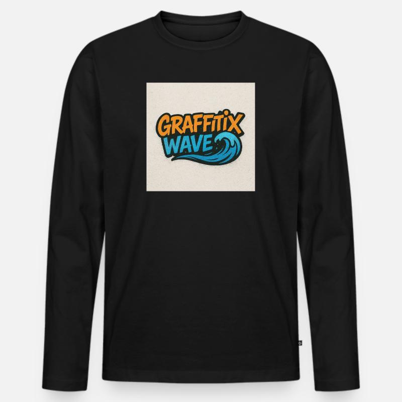 Graffitix Welle Graffiti Logo - Männer Premium Bio Langarmshirt - Schwarz