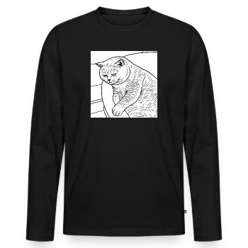 Line drawing of relaxed house tiger - Men's Premium Organic Long Sleeve Shirt - black - Front - Nico (187cm)