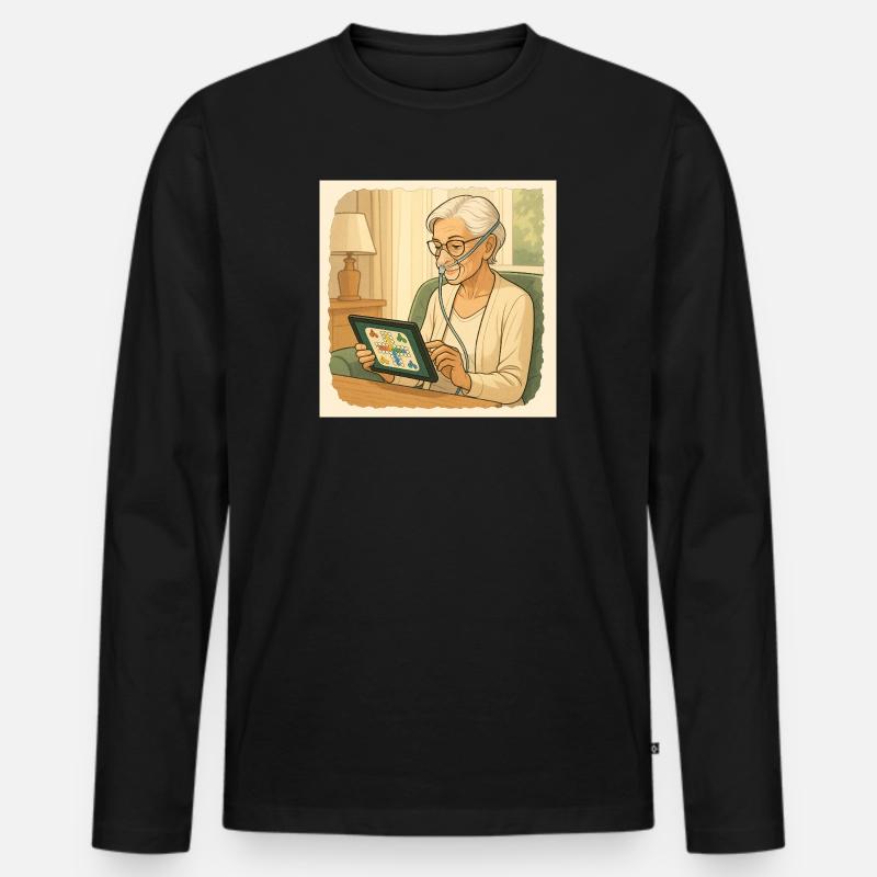 Oma Karin  - Männer Premium Bio Langarmshirt - Schwarz