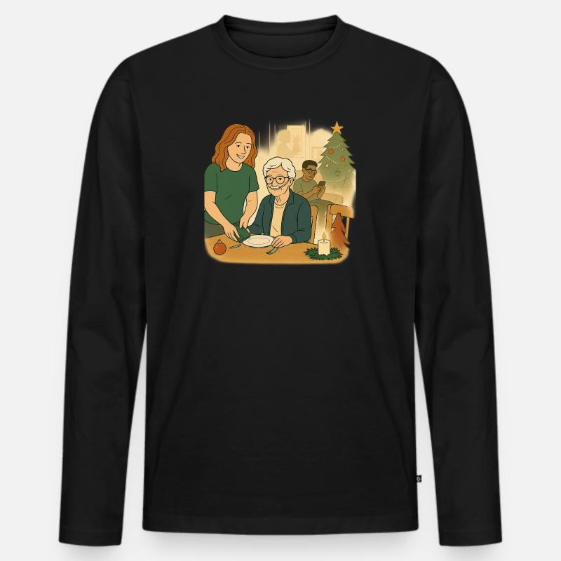 Oma Karin - Männer Premium Bio Langarmshirt - Schwarz