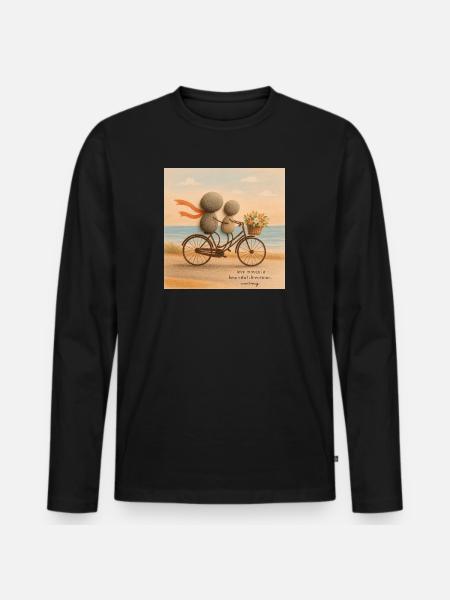 Love Moves on a Stone Bicycle - Men's Premium Organic Long Sleeve Shirt - black
