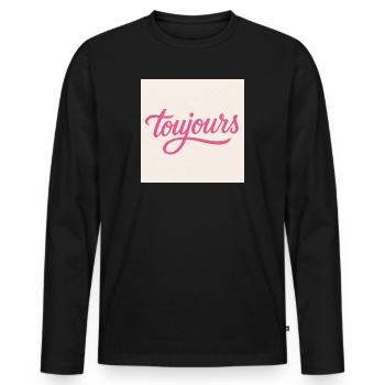 Toujours Pink Script - Männer Premium Bio Langarmshirt - Schwarz - Vorne - Nico (187cm)