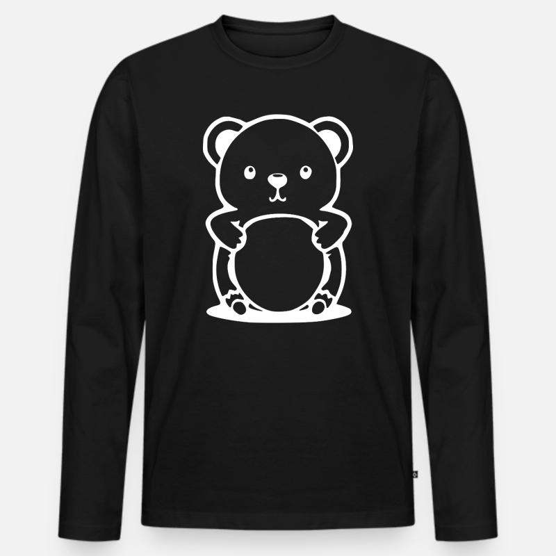 Bär Bärchen T-shirt Geschenk - Männer Premium Bio Langarmshirt - Schwarz