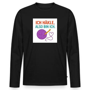 Je crochete, donc je suis - T-shirt manches longues Premium bio Homme - noir - Devant - Nico (187cm)