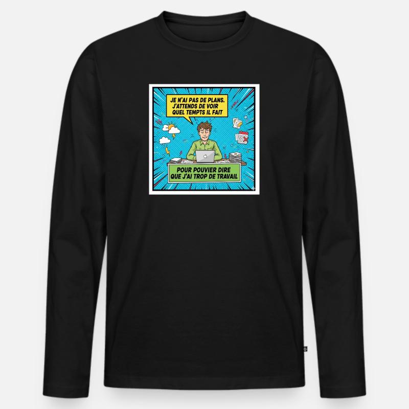 Prokrastination und Überarbeitung BD - Männer Premium Bio Langarmshirt - Schwarz