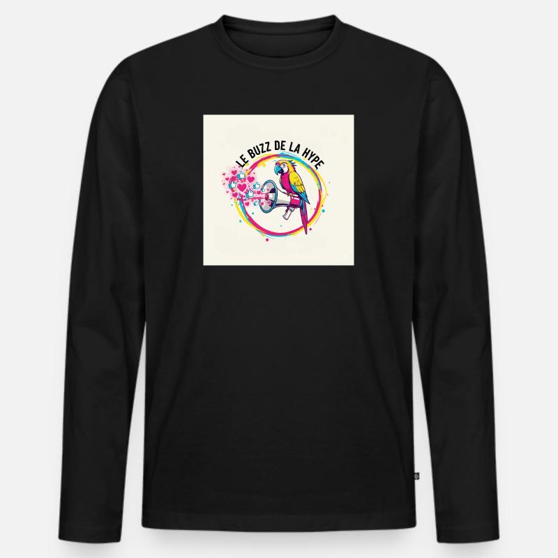 Papagei Summen - Männer Premium Bio Langarmshirt - Schwarz