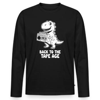 Dino Boombox Tape Era - Men's Premium Organic Long Sleeve Shirt - black - Front - Nico (187cm)