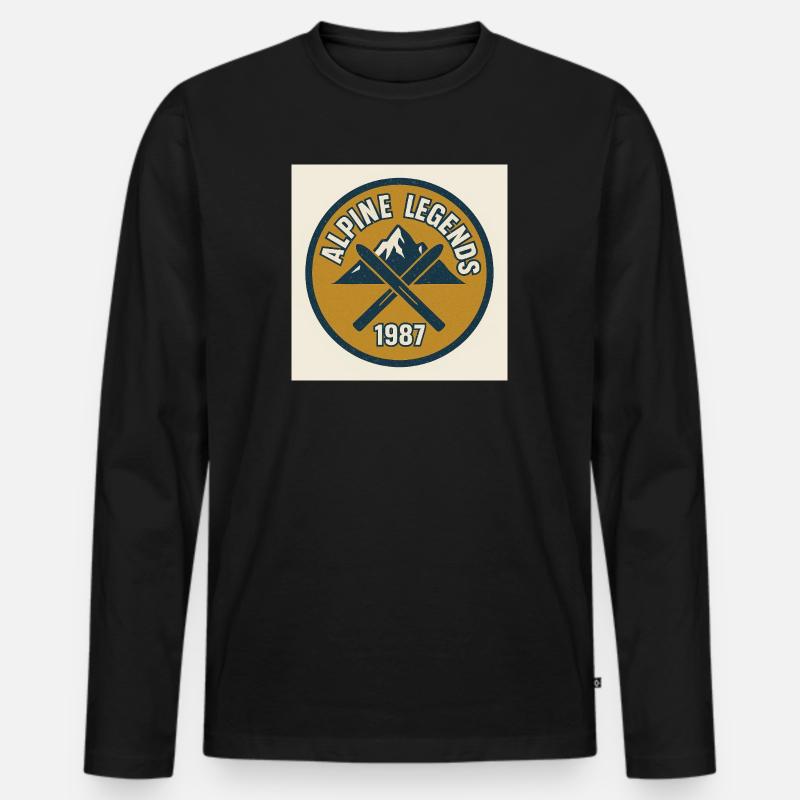 Alpine Legends 1987 Emblem - Männer Premium Bio Langarmshirt - Schwarz