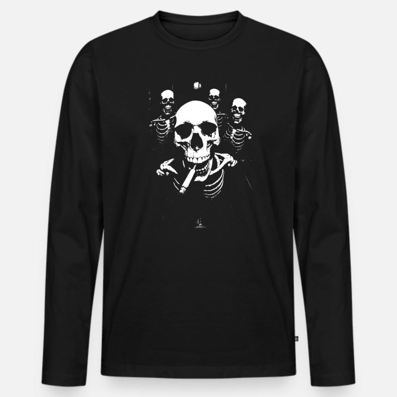 Skelettparade im Aufzug - Männer Premium Bio Langarmshirt - Schwarz