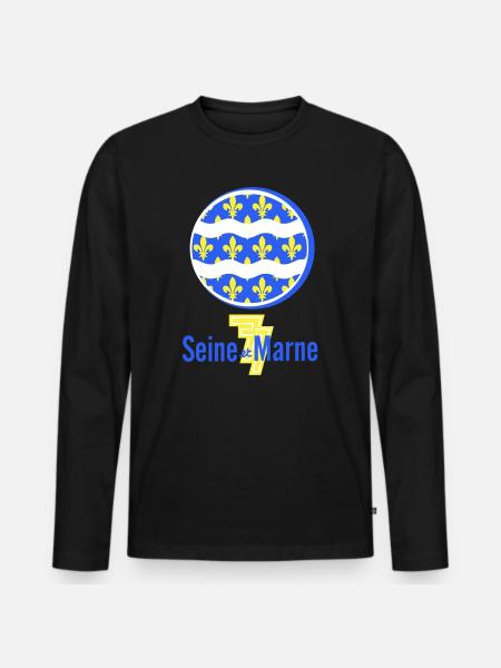 Logo Seine et Marne 77 - Men's Premium Organic Long Sleeve Shirt - black