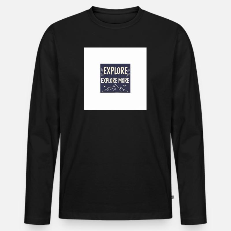 Explore More Bergabenteuer - Männer Premium Bio Langarmshirt - Schwarz