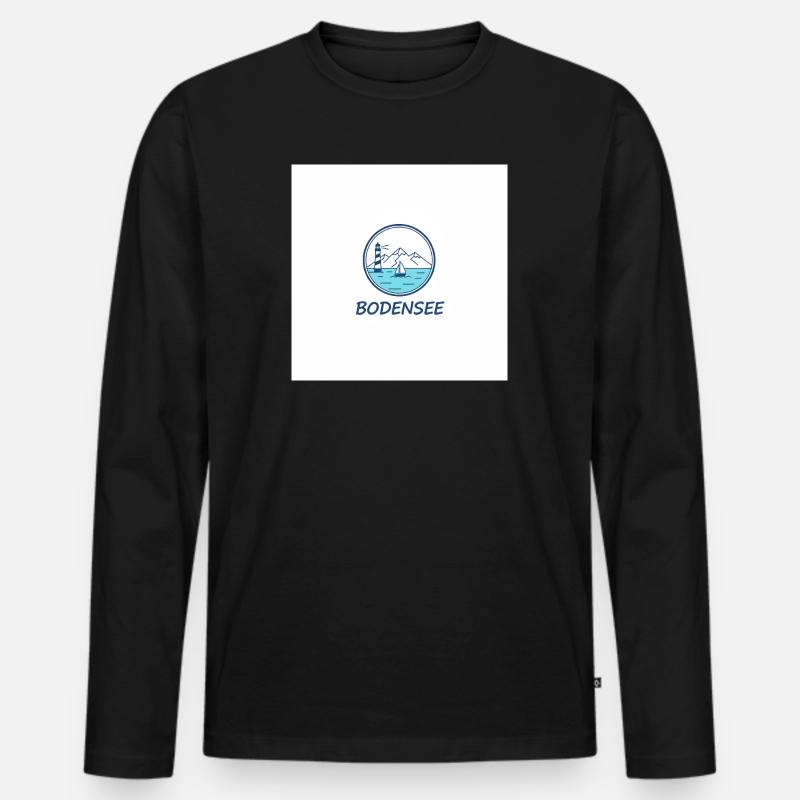 Bodensee Leuchtturm Segelboot - Männer Premium Bio Langarmshirt - Schwarz