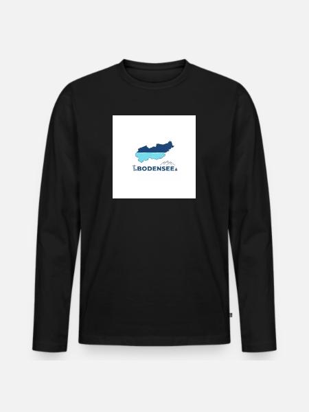 Bodensee Landschaftslogo Seeufer - Männer Premium Bio Langarmshirt - Schwarz