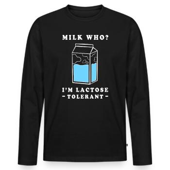 Flatulence Milk Lactose - Men's Premium Organic Long Sleeve Shirt - black - Front - Nico (187cm)