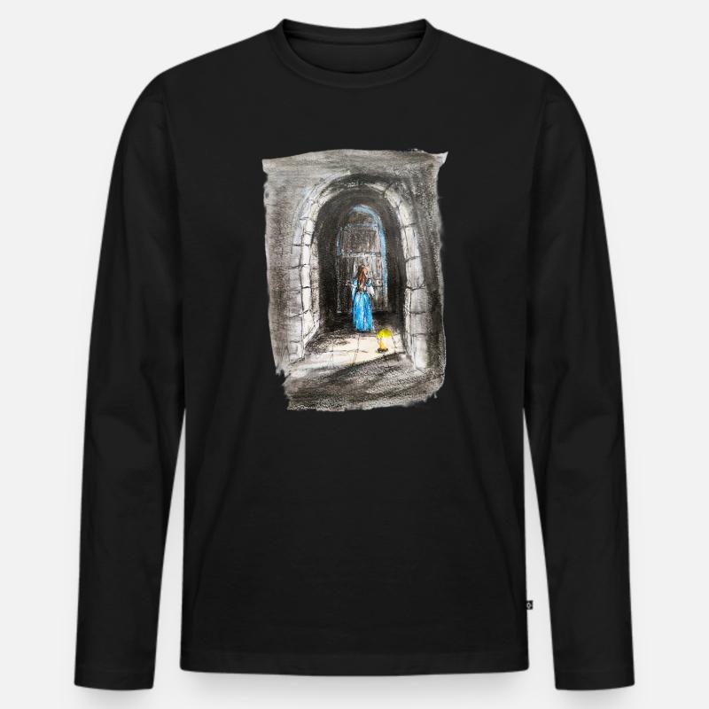 Torbogen-Maiden-Laternenlicht - Männer Premium Bio Langarmshirt - Schwarz