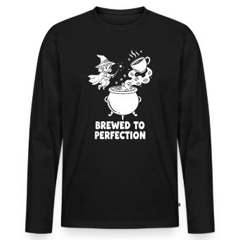 Hexenbrau Perfektion - Männer Premium Bio Langarmshirt - Schwarz - Vorne - Nico (187cm)