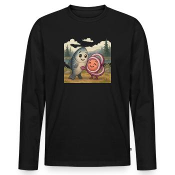 Amitié entre le hareng et l’oignon - T-shirt manches longues Premium bio Homme - noir - Devant - Nico (187cm)