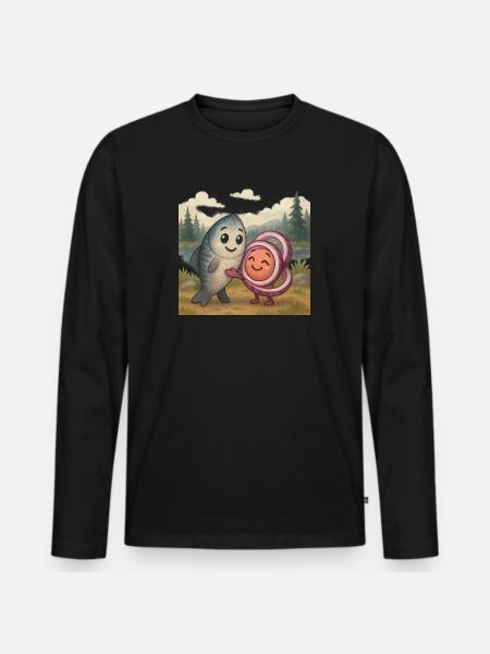 Herring and Onion Friendship - Men's Premium Organic Long Sleeve Shirt - black
